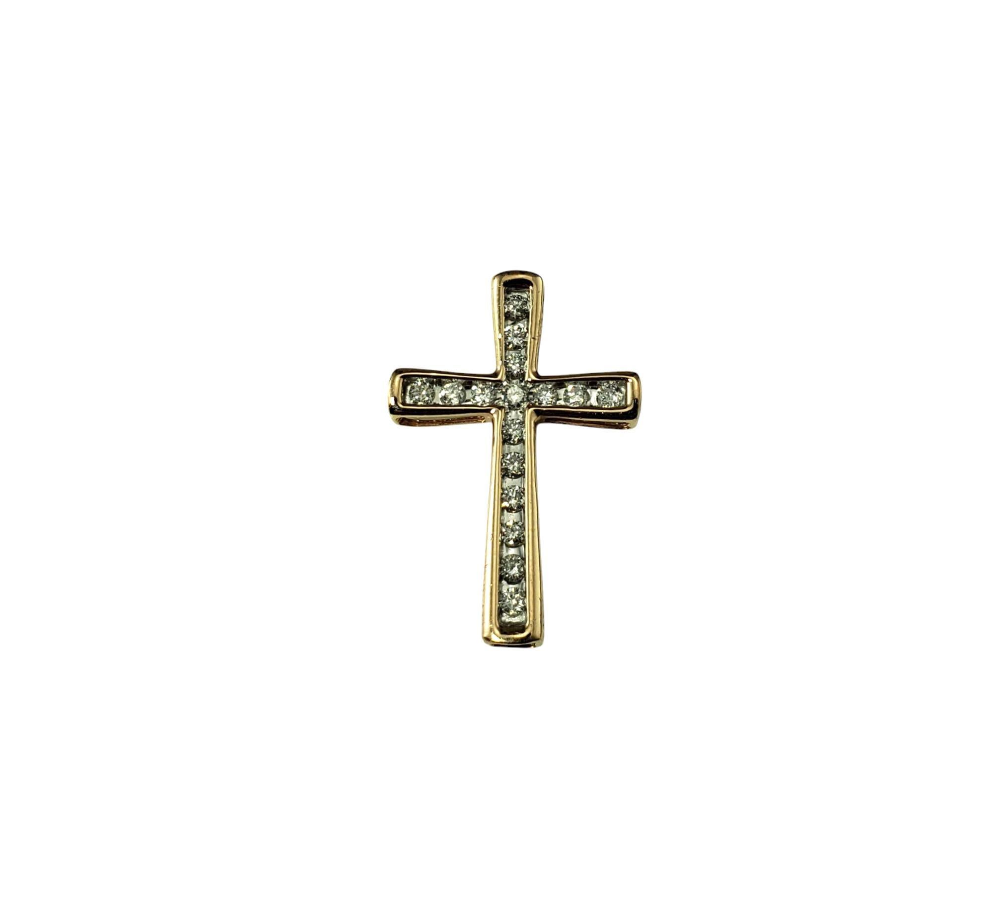 10 Karat Rose and White Gold Diamond Cross Pendant #21354