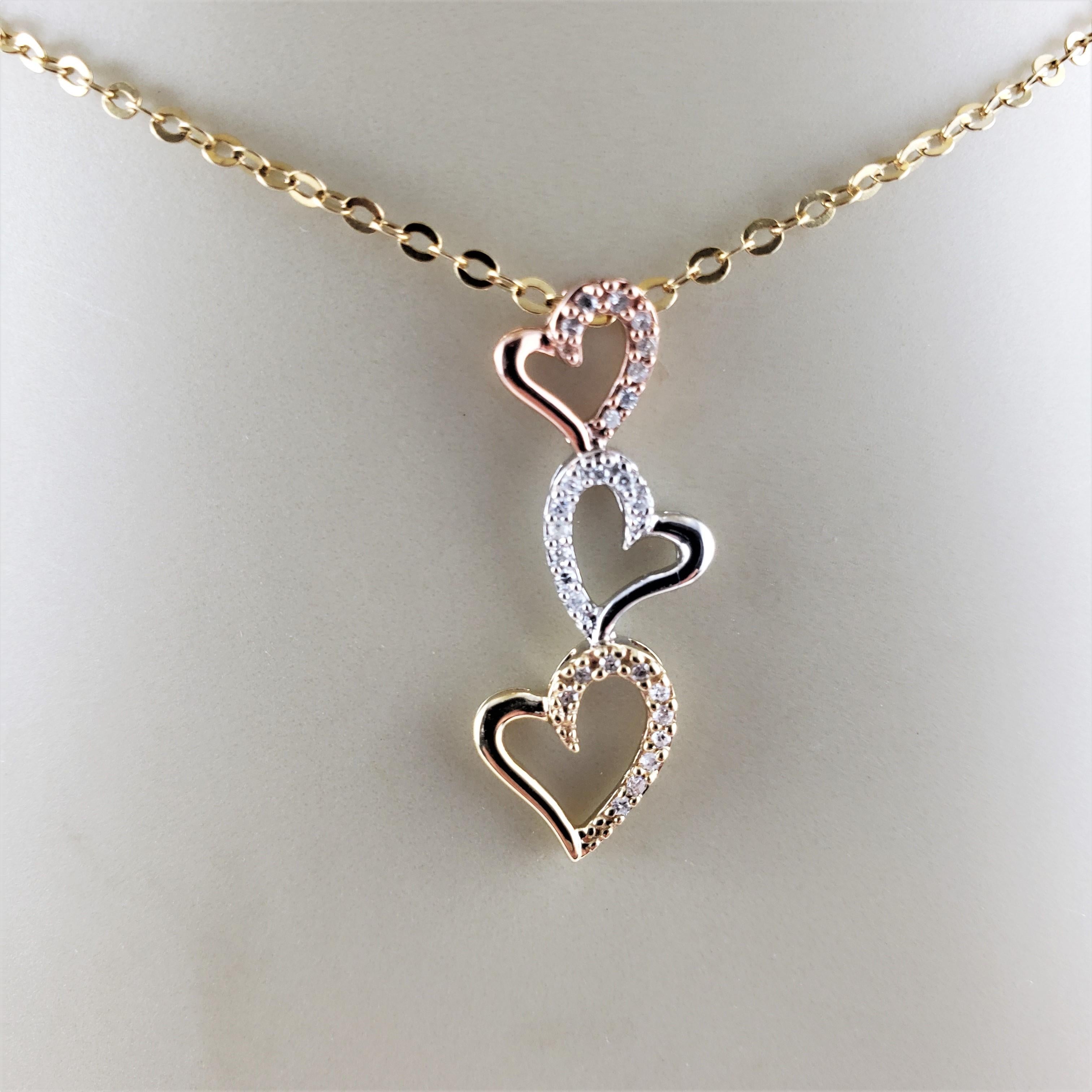 10 Karat Rose and Yellow Gold, Sterling Silver and Diamond Heart Pendant For Sale 2