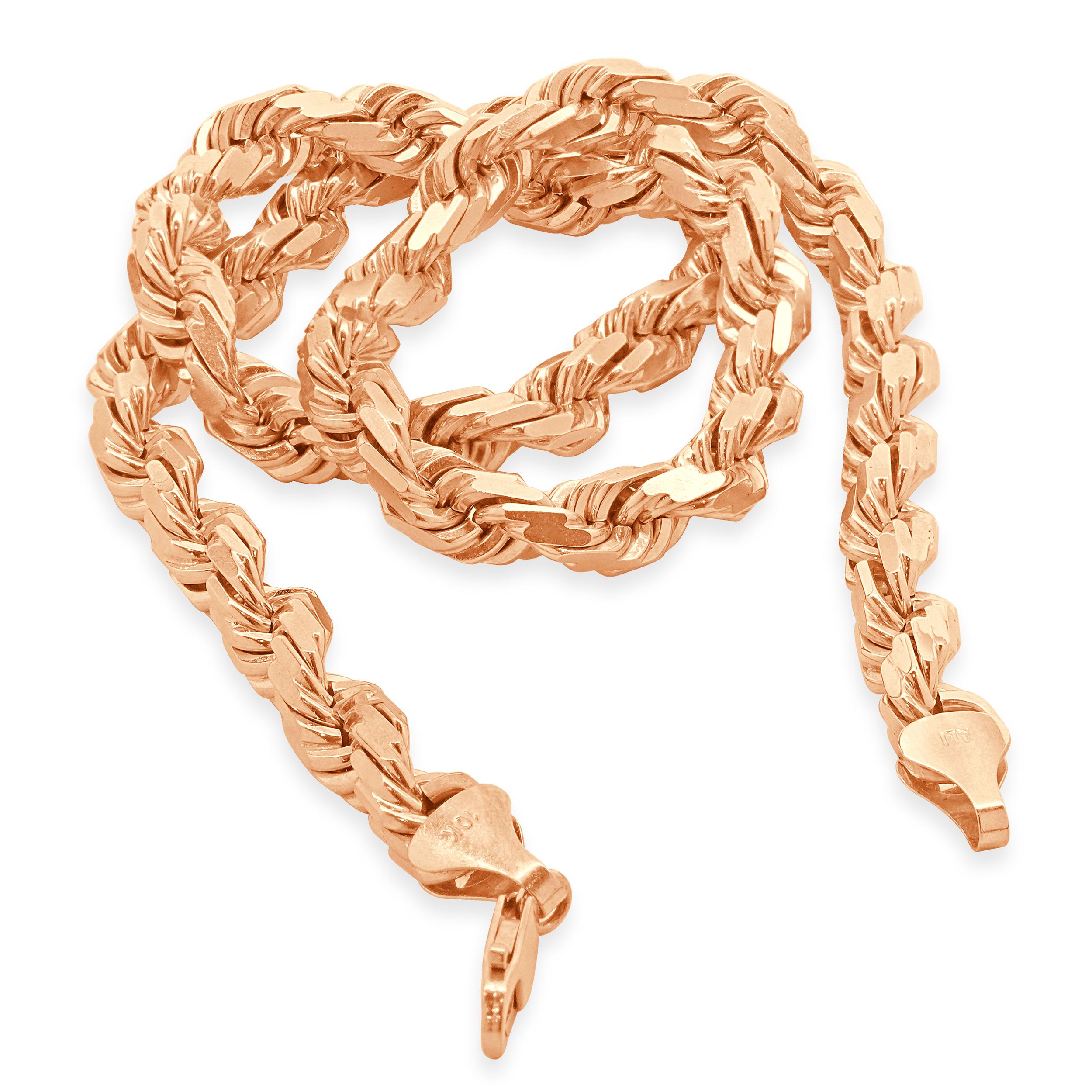 Uomo Collana con catena a corda in oro rosa 10 carati da 8 mm in vendita