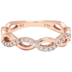 10 Karat Rose Gold and Diamond Criss Cross Infinity Band Ring