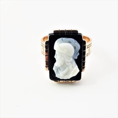 10 Karat Rose Gold Black Onyx Cameo Ring