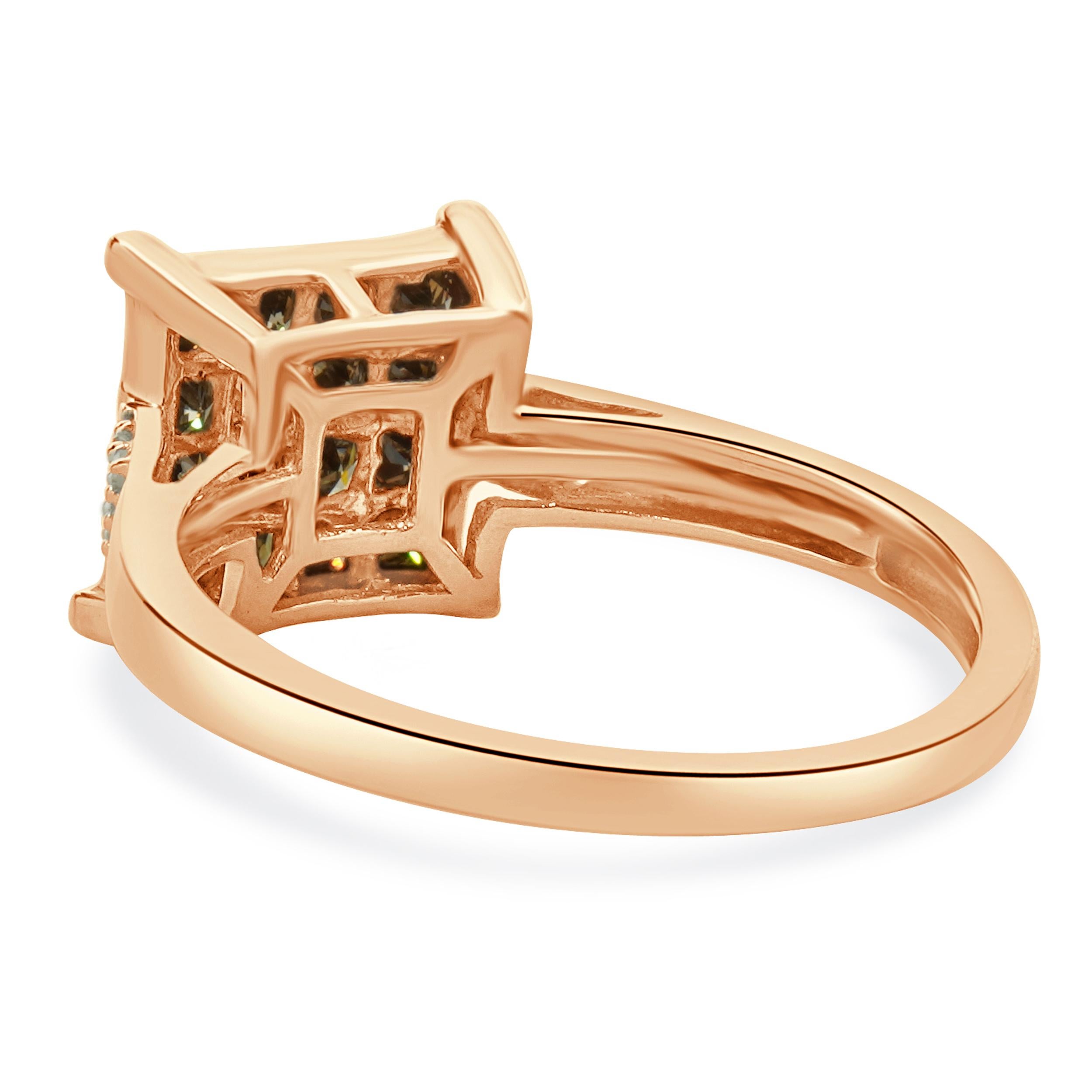 10 Karat Rose Gold Champagne Diamond Cluster Ring In Excellent Condition For Sale In Scottsdale, AZ