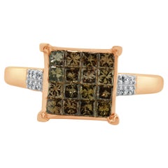 10 Karat Rose Gold Champagne Diamond Cluster Ring