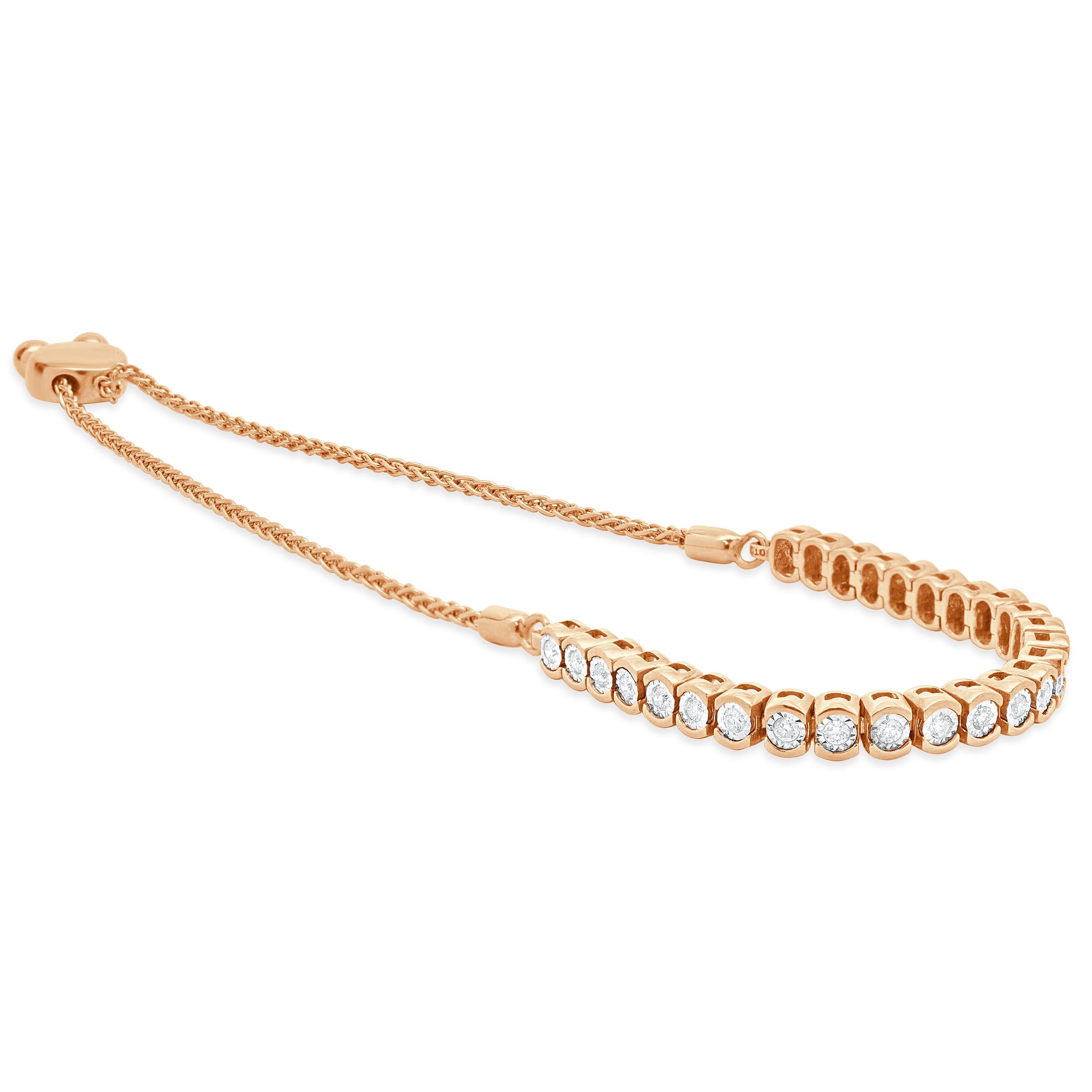 Diseñador: diseño personalizado
Material: Oro rosa de 10 quilates
Diamante: talla brillante redonda = 0,52ctw
Color: G 
Claridad: SI3
Dimensiones: la pulsera se ajusta a una muñeca de hasta 10 pulgadas
Peso: 10,10 gramos
