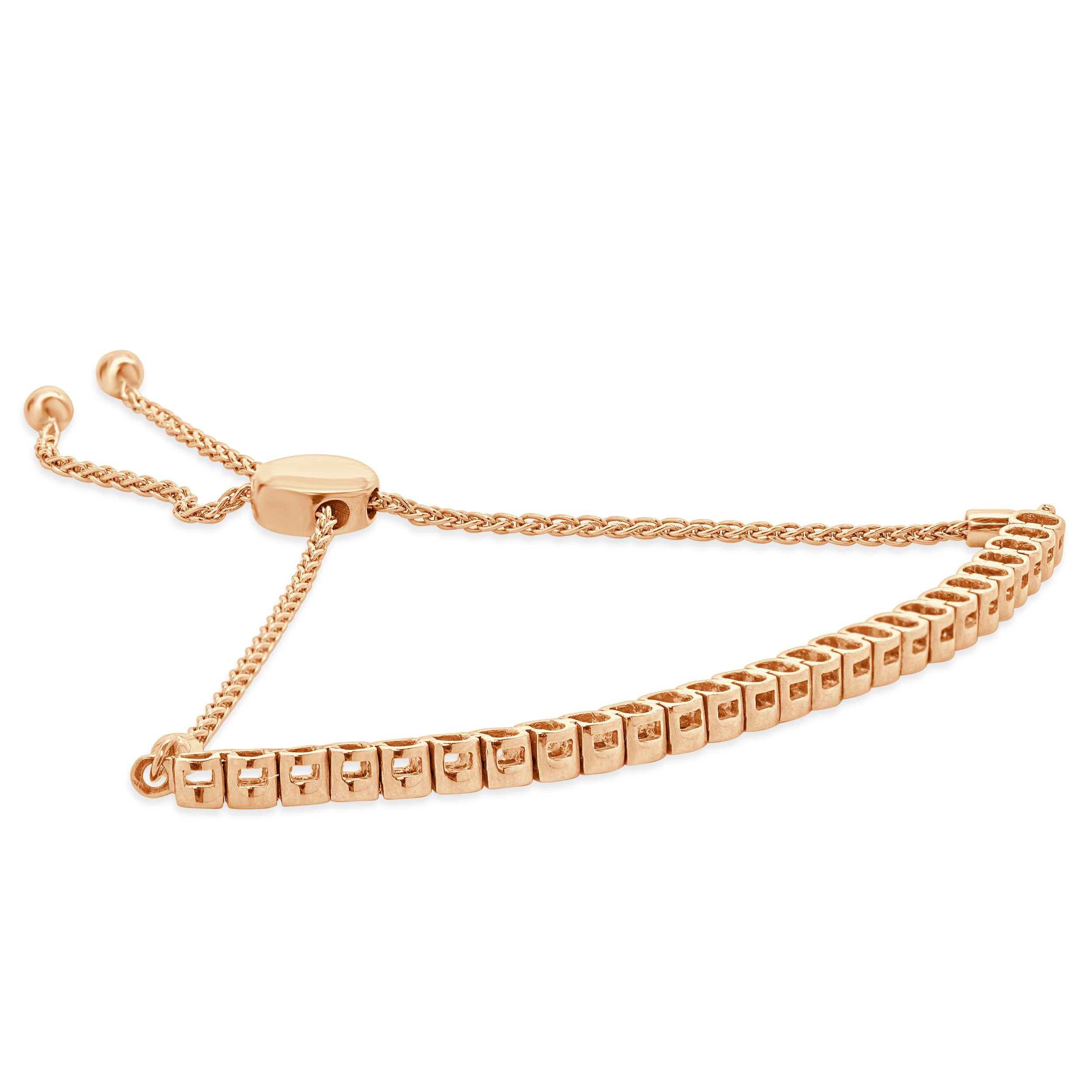 Pulsera Bolo Diamante Oro Rosa 10 Kilates en Excelente estado para la venta en Scottsdale, AZ