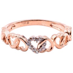 10 Karat Rose Gold Heart Band with Diamonds
