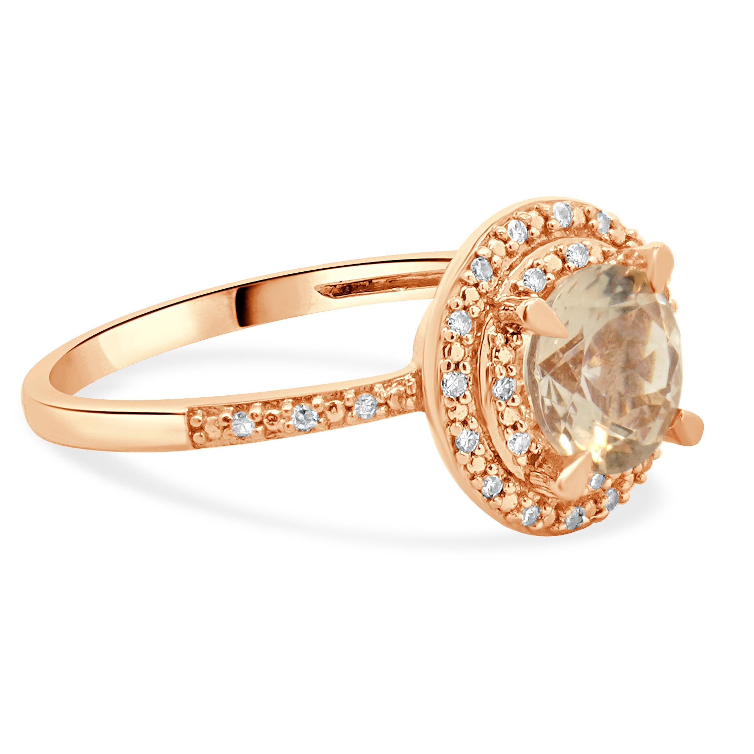 10 Karat Rose Gold Morganite and Diamond Ring In Excellent Condition For Sale In Scottsdale, AZ