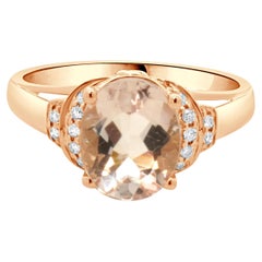 10 Karat Roségold Morganit und Diamant-Ring