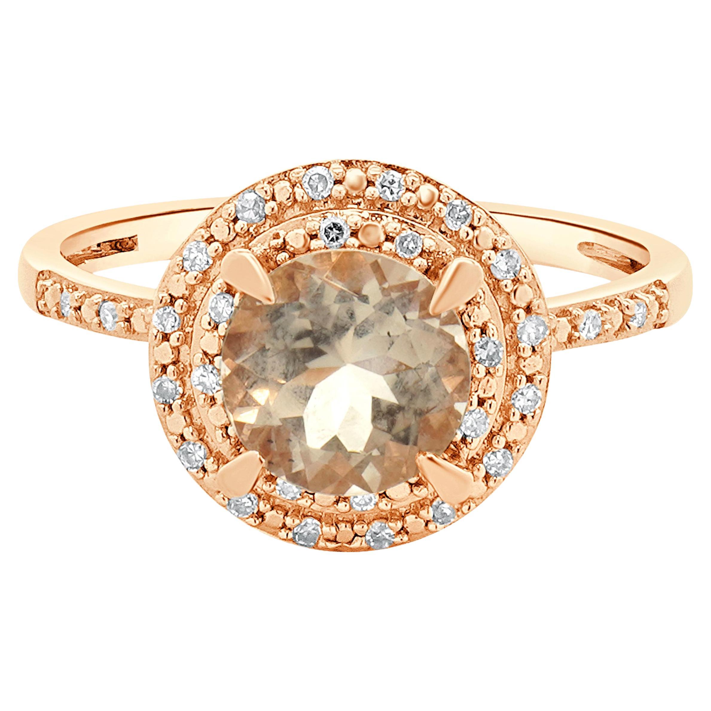 10 Karat Rose Gold Morganite and Diamond Ring