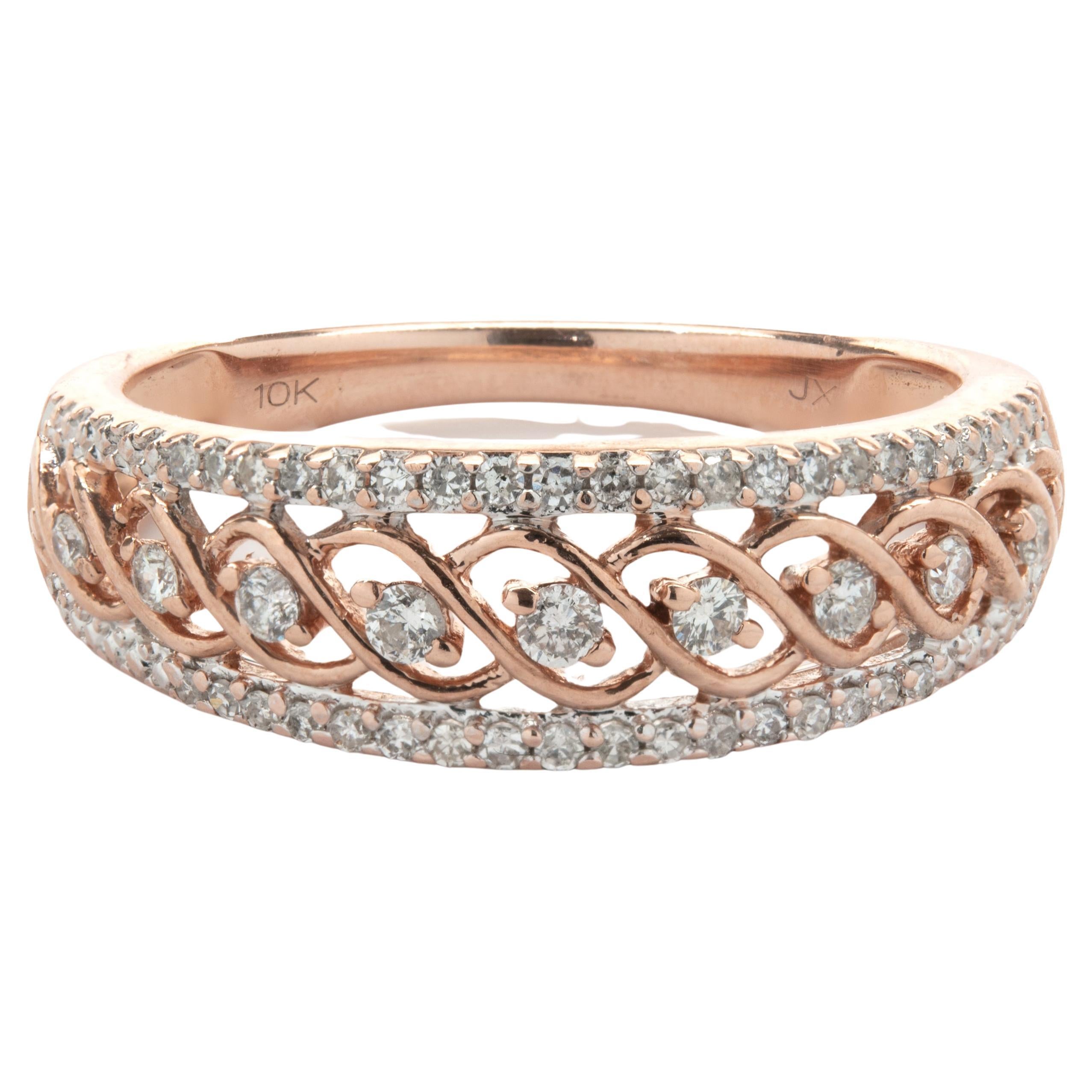 10 Karat Rose Gold Open Lace Band For Sale