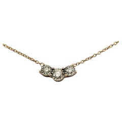 10 Karat Rose Gold Three Diamond Pendant Necklace #16627