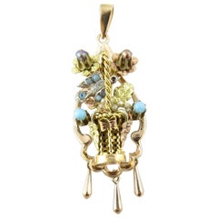 10 Karat Tricolor Gold and Silver Handmade Pendant