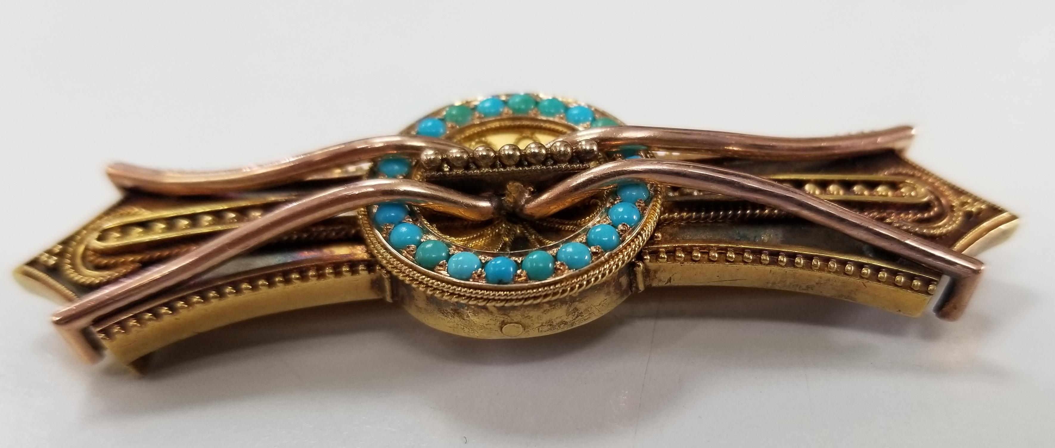 10 Karat Turquoise Vintage Byzantine Style Brooch 1