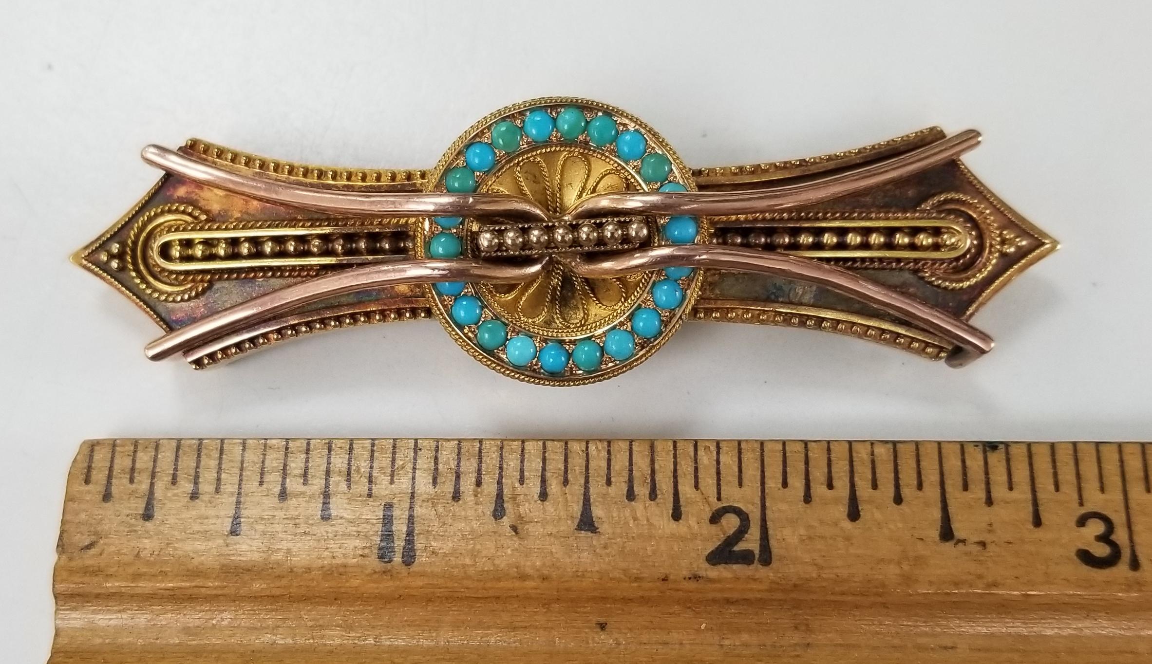 10 Karat Turquoise Vintage Byzantine Style Brooch 3