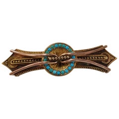 10 Karat Turquoise Antique Byzantine Style Brooch