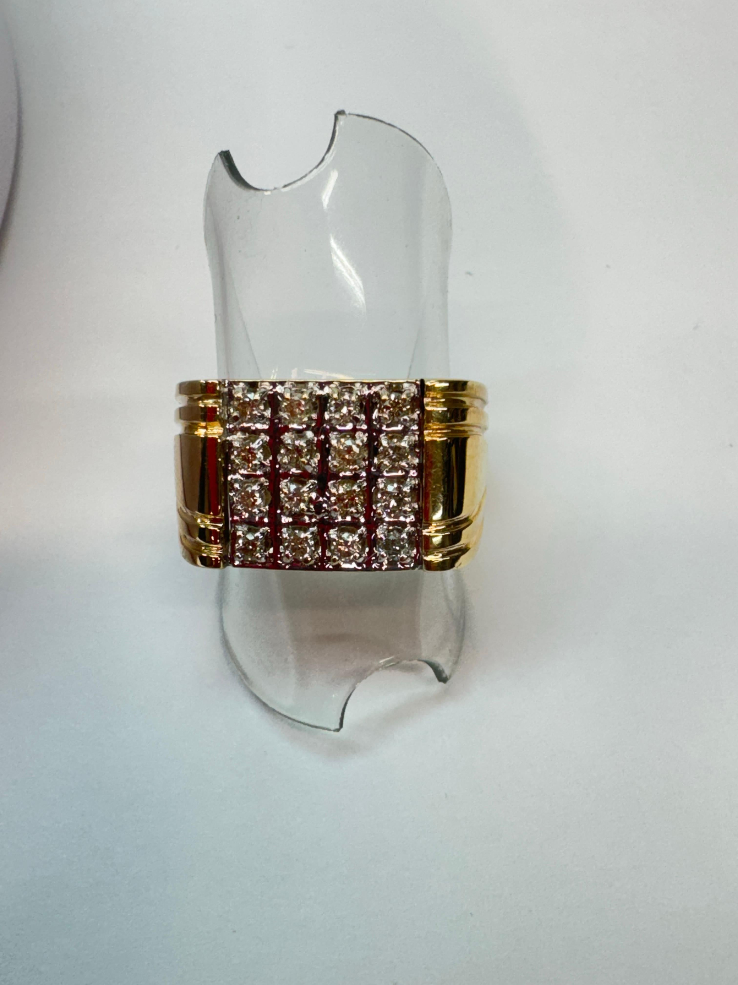 Round Cut 10 Karat Two-Tone Diamond Ring For Sale