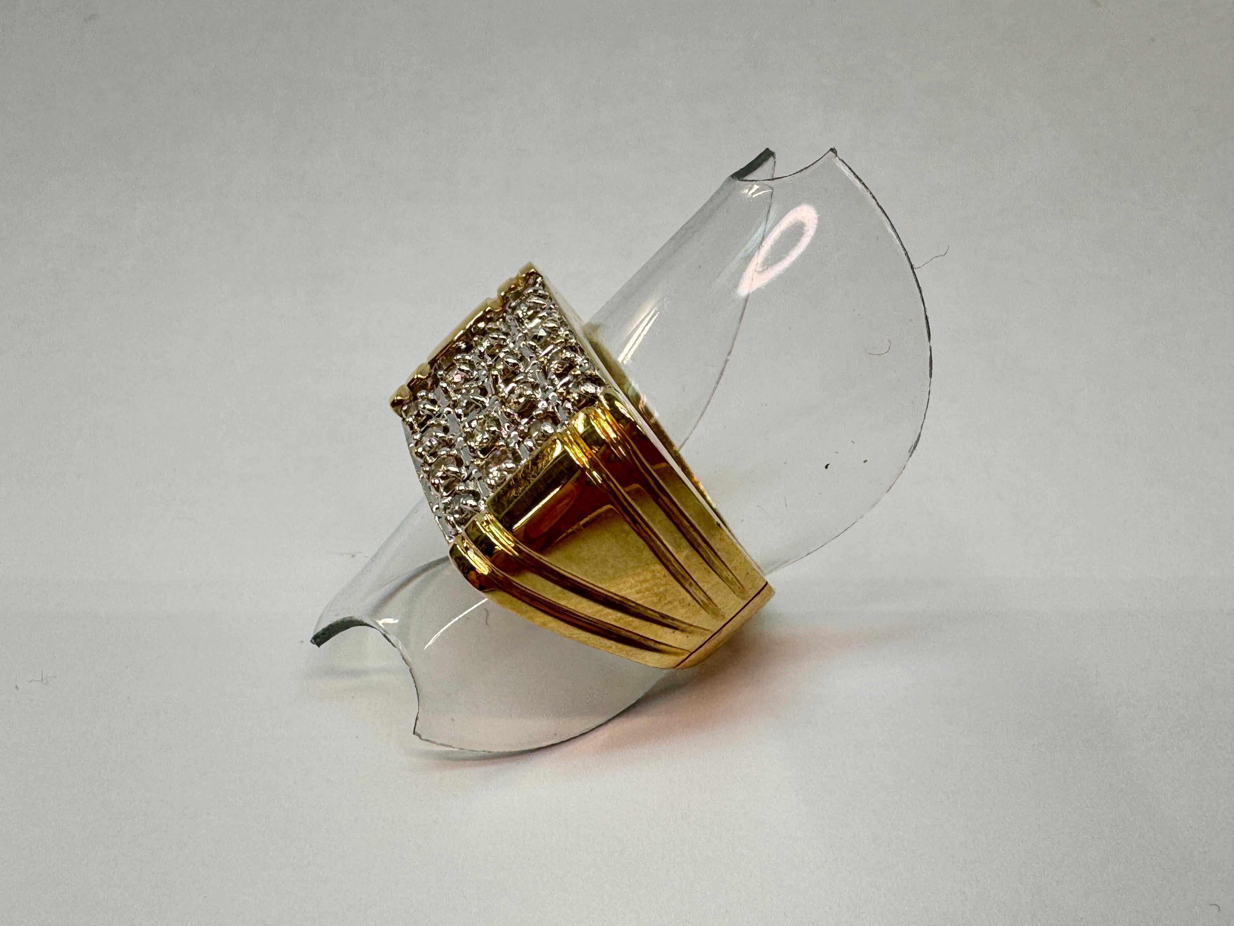 Women's or Men's 10 Karat Two-Tone Diamond Ring For Sale
