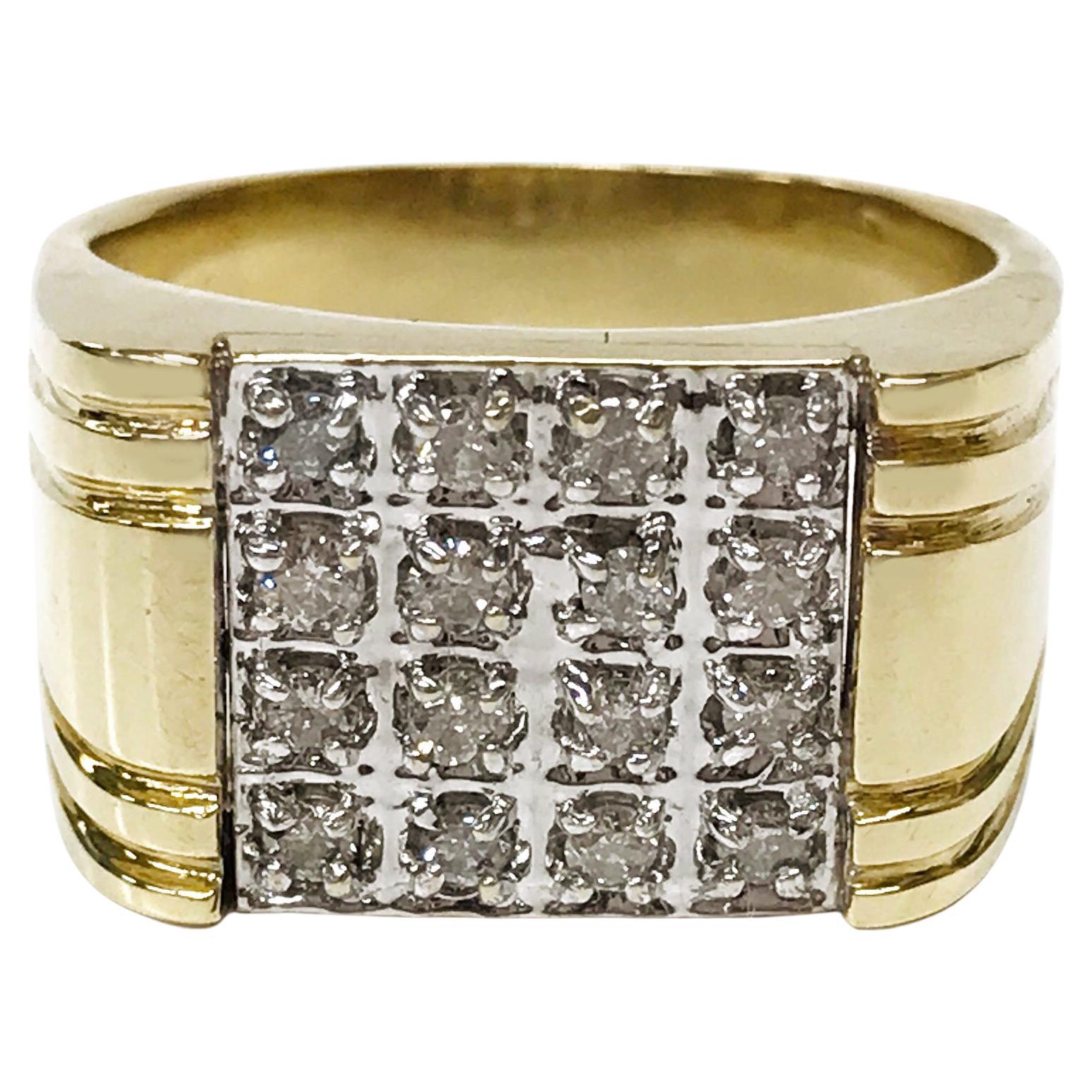 10 Karat Two-Tone Diamond Ring For Sale at 1stDibs