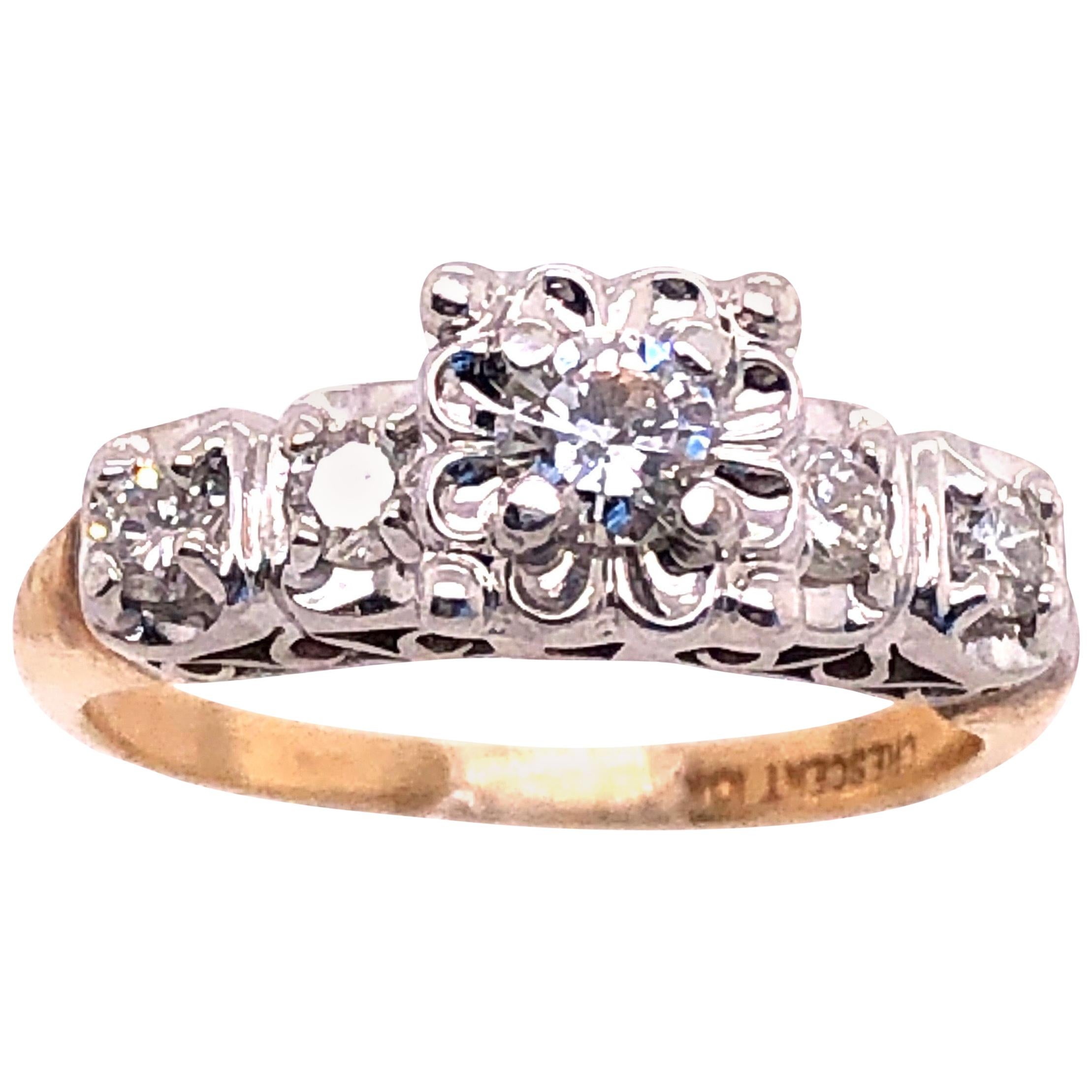 10 Karat Two-Tone Gold Diamond Engagement Ring 0.60 TDW