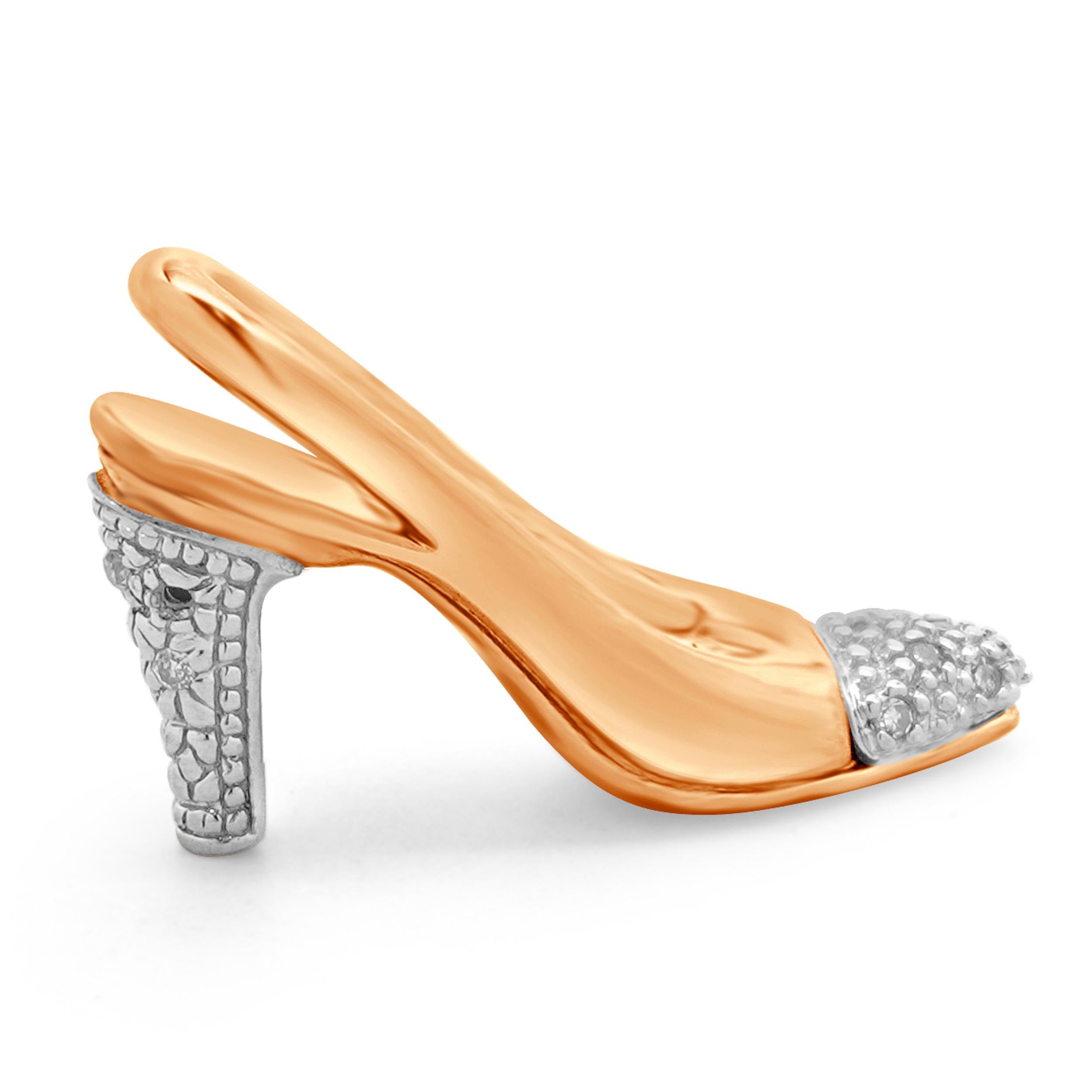 10 Karat Two Tone Gold Diamond Heel Pendant In Excellent Condition For Sale In Scottsdale, AZ