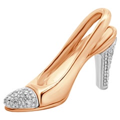 10 Karat Two Tone Gold Diamond Heel Pendant