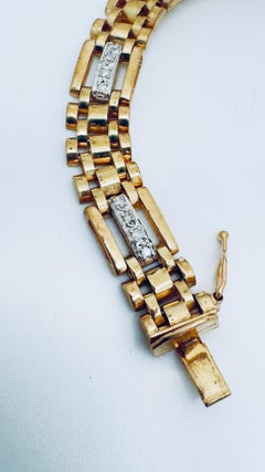 10 Karat Two Tone Rolex Style Bracelet with Diamond Accent Links, 0.28ctw