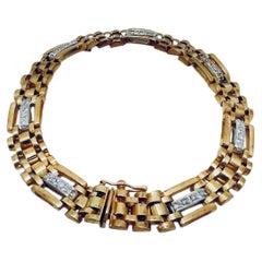 10 Karat Two Tone Rolex Style Bracelet with Diamond Accent Links, 0.28ctw