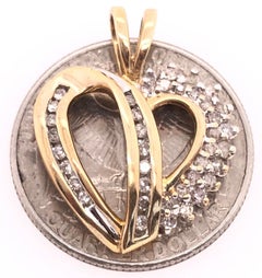 10 Karat Two-Tone Yellow and White Gold Diamond Heart Pendant