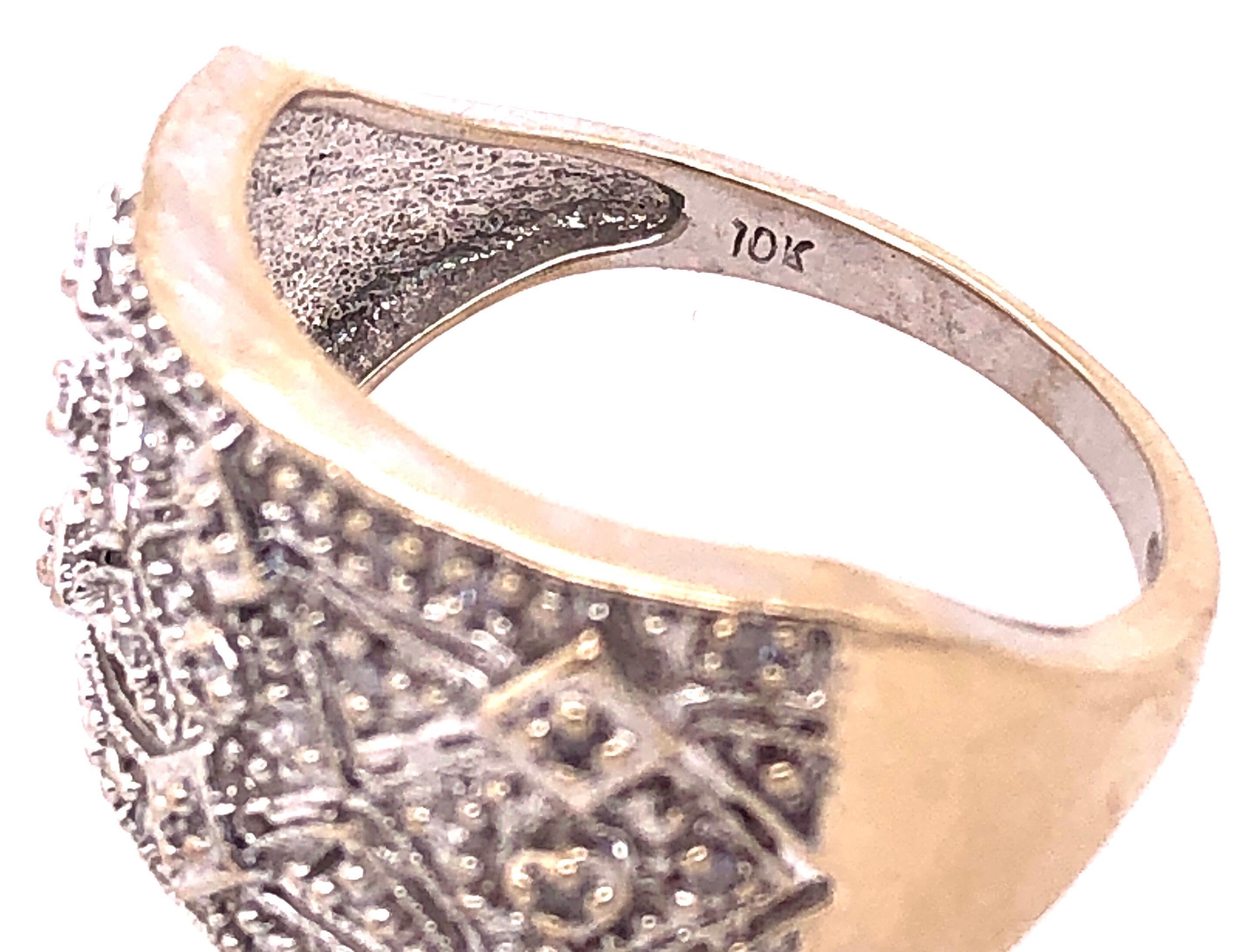 10 Karat Two-Tone Yellow and White Gold with Diamond Accents Fashion Ring Band For Sale 4