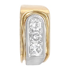 10 Karat White and Yellow Gold 1.20 Carat Diamond Men's Ring