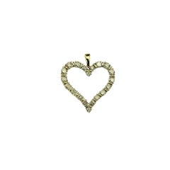 10 Karat White and Yellow Gold Diamond Heart Pendant #21765