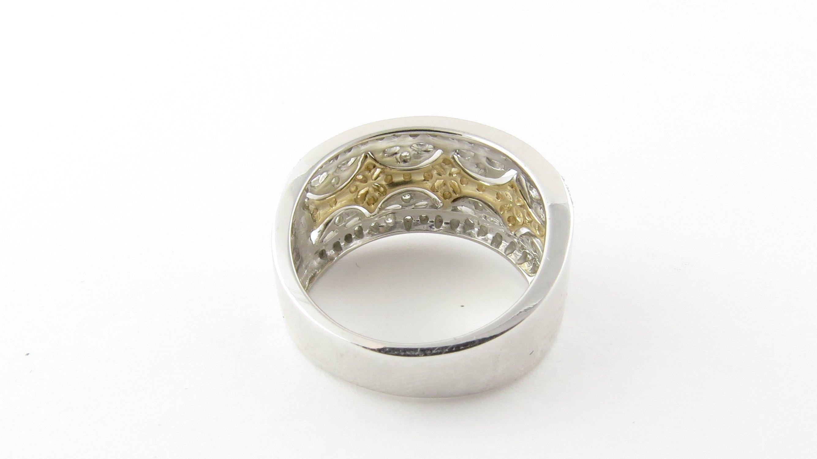 Women's 10 Karat White and Yellow Gold Diamond Ring For Sale