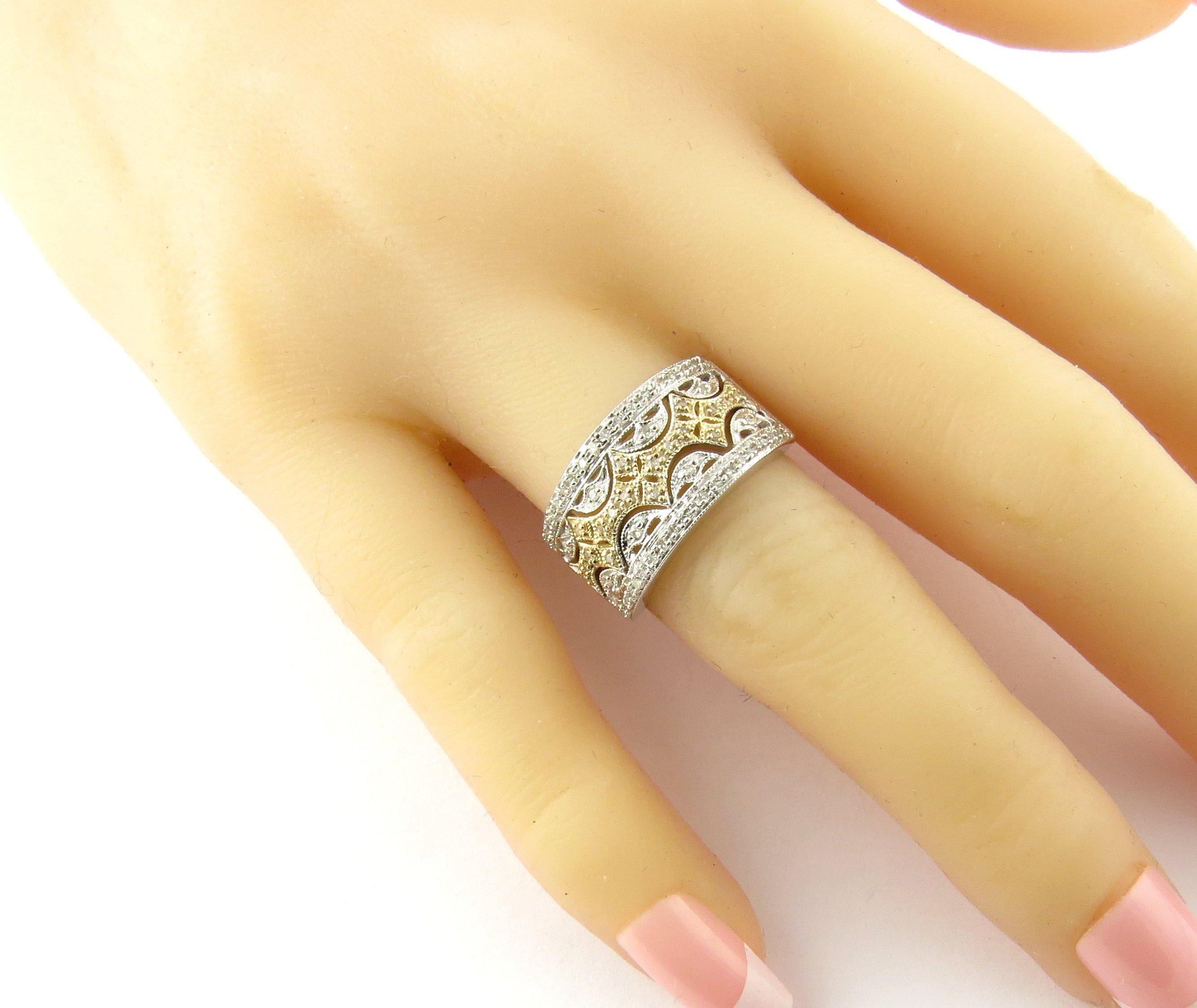 10 Karat White and Yellow Gold Diamond Ring For Sale 1