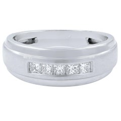 Princess Cut Mens Diamond Wedding Band Ring 10k White Gold 0.40 Cttw Size 10