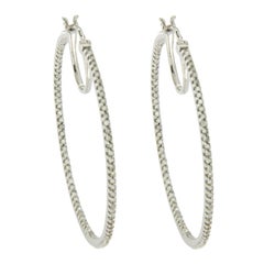 10 Karat White Gold 0.50 Carat Front and Back Diamonds Hoop Earrings