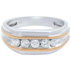 10 Karat White Gold 0.50 Carat Round Cut Diamond Wedding Band Ring for Men's
