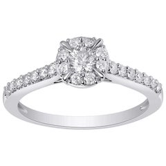 10 Karat White Gold 1/2 Carat Round Natural White Diamond Bridal Ring