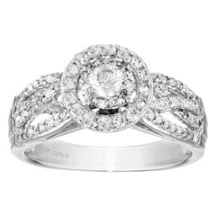 10 Karat White Gold 1 Carat Round Natural White Diamond Engagement Ring