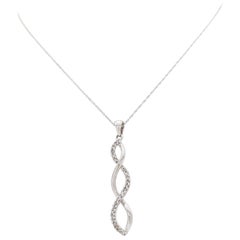 10 Karat White Gold .25 Carat Diamond Swirl Pendant Necklace 1.8 Grams