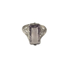 10 Karat White Gold and Amethyst Ring Size 6.25-6.5 #22666