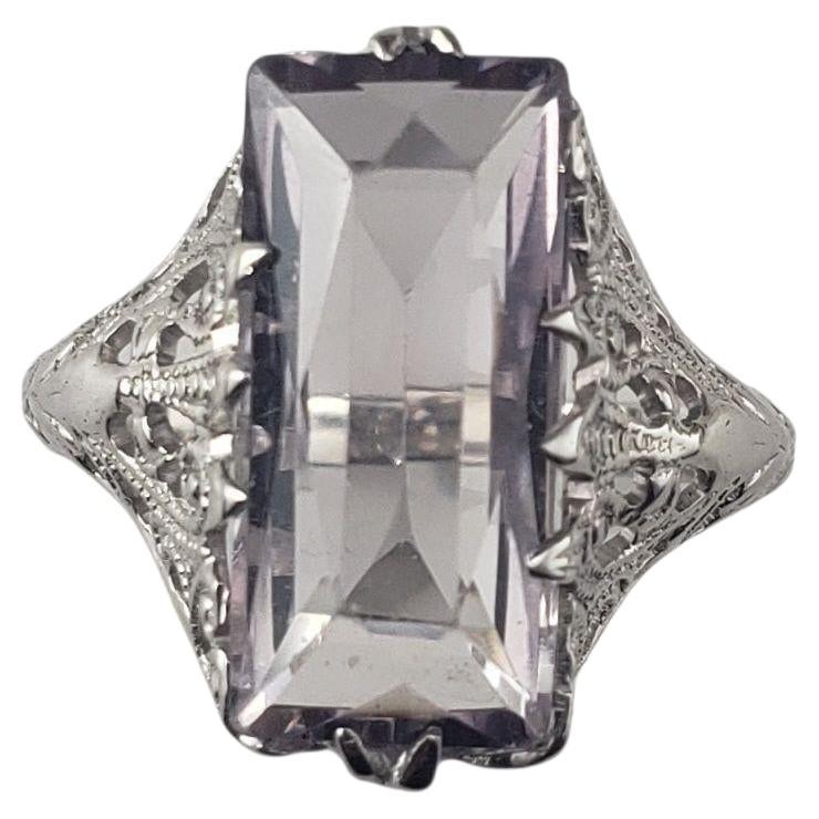 10 Karat White Gold and Amethyst Ring Size 6.25-6.5 #22666
