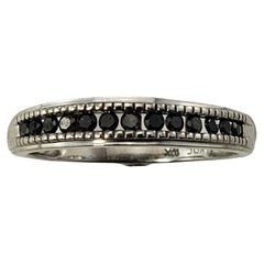 10 Karat White Gold and Black Diamond Band Ring