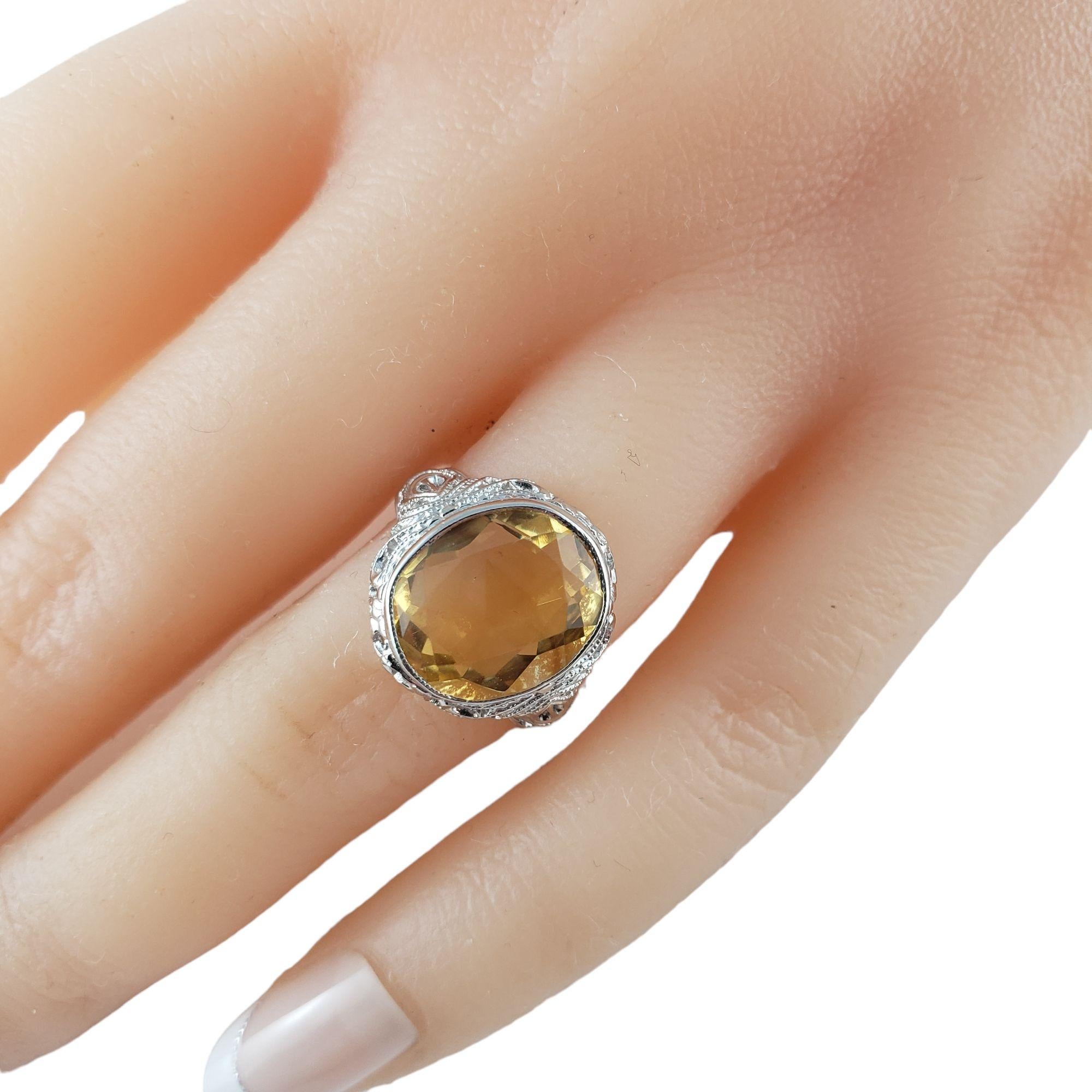 10 Karat White Gold and Citrine Ring Size 3.5 #14209 For Sale 1