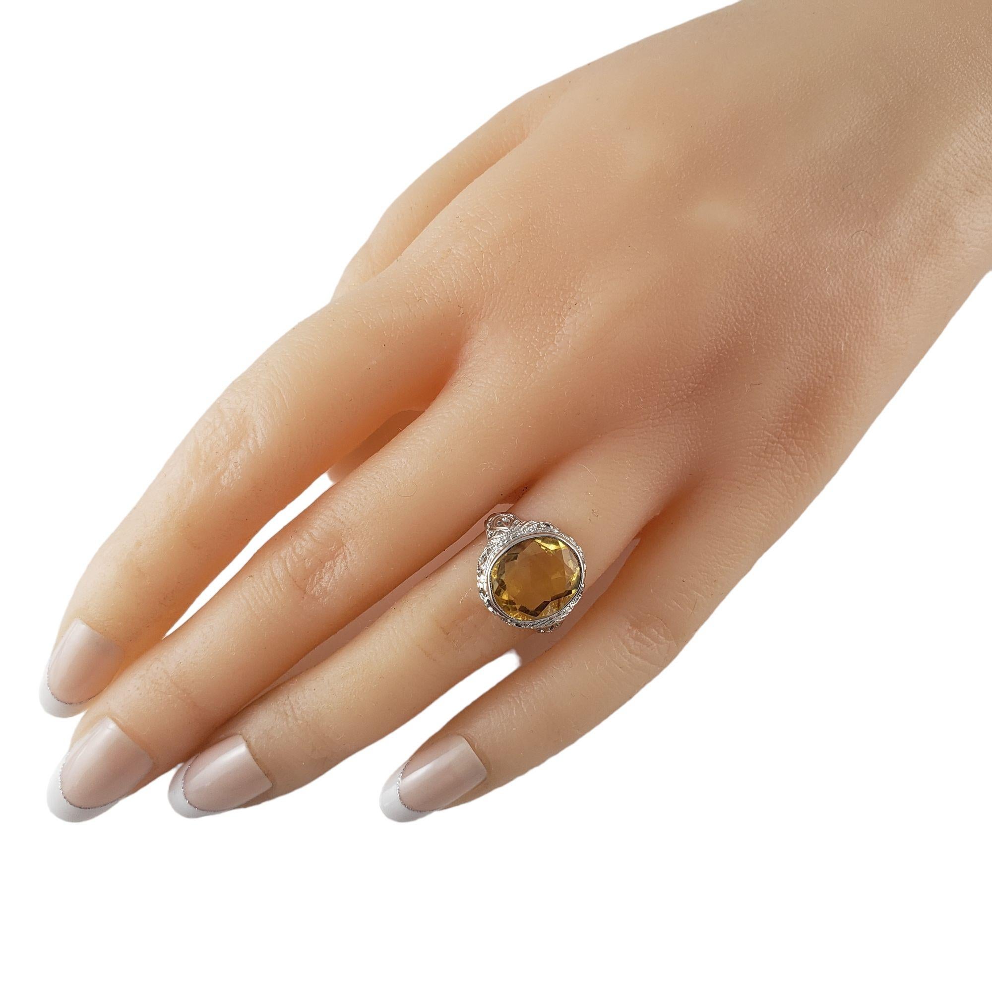 10 Karat White Gold and Citrine Ring Size 3.5 #14209 For Sale 2