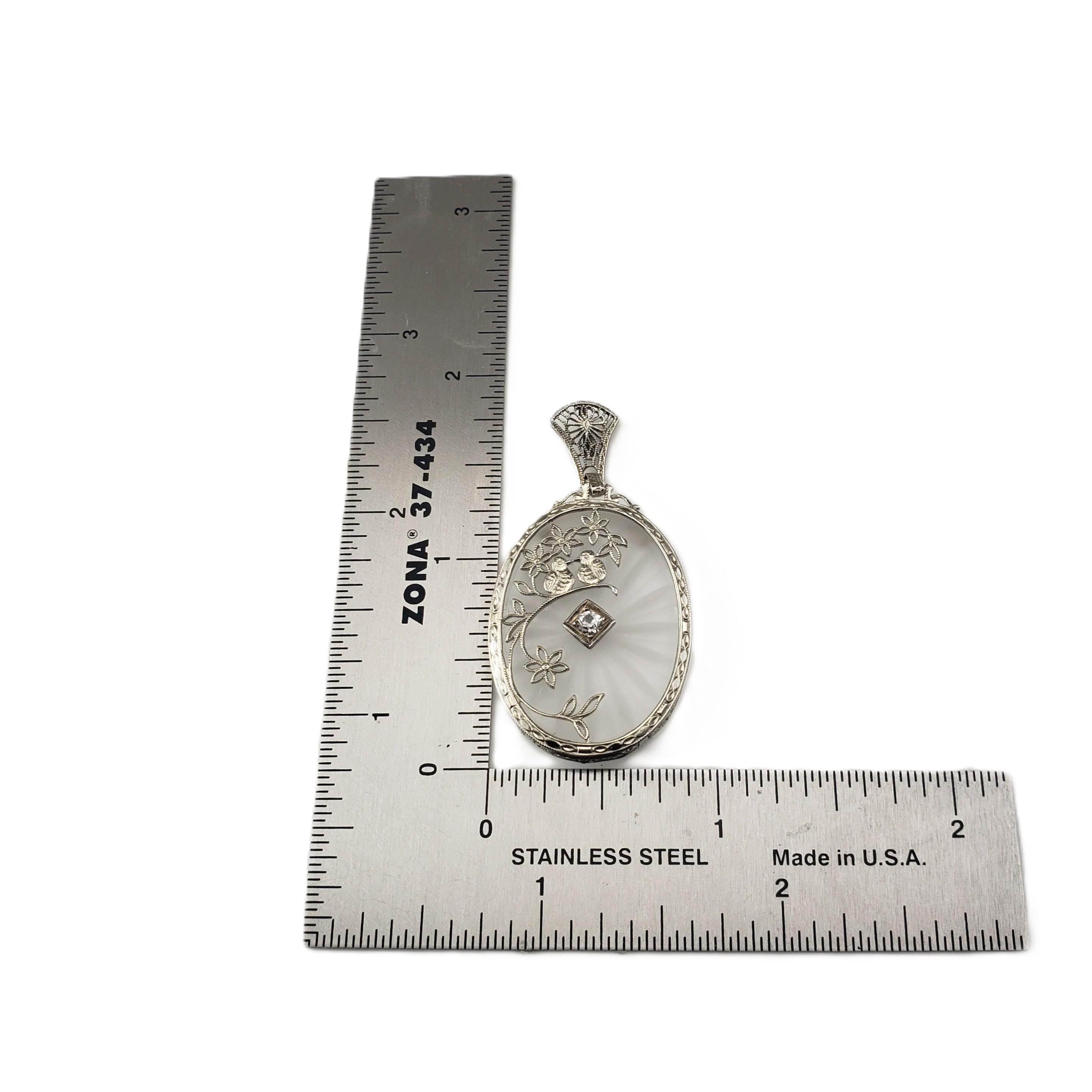 Women's 10 Karat White Gold and Diamond Camphor Glass Lovebirds Pendant #21045
