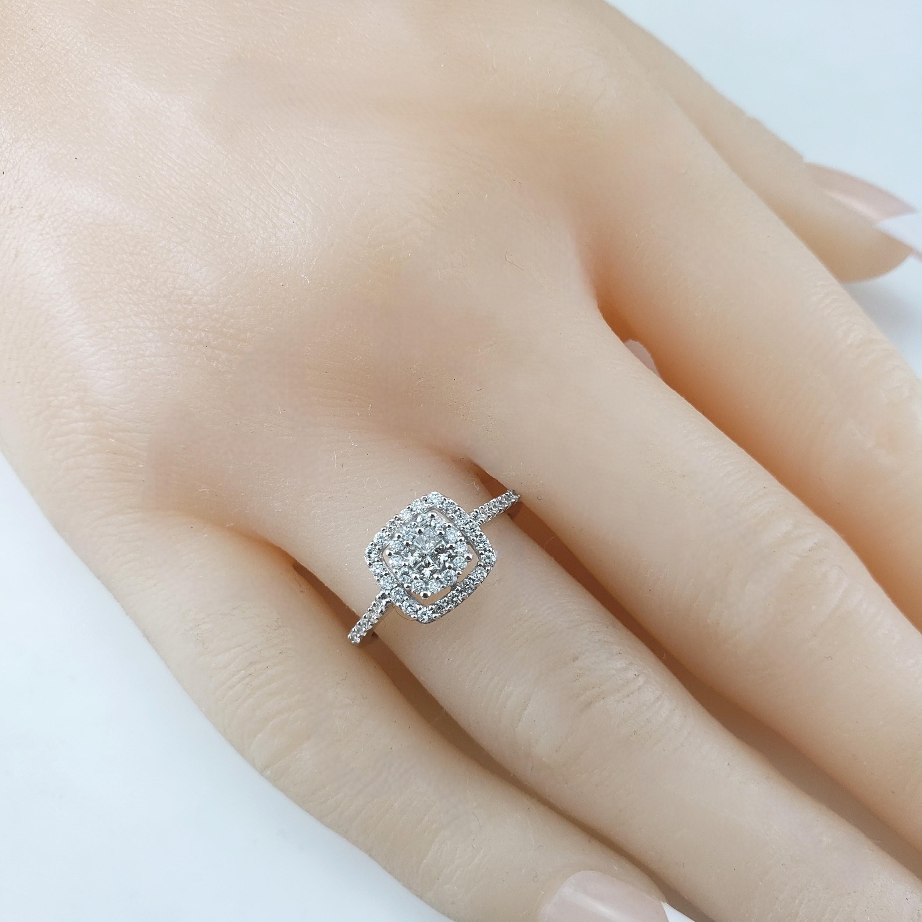 Bague grappe en or blanc 10 carats et diamants taille 7 #18243 en vente 3
