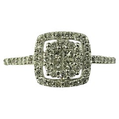 10 Karat White Gold and Diamond Cluster Ring Size 7 #18243