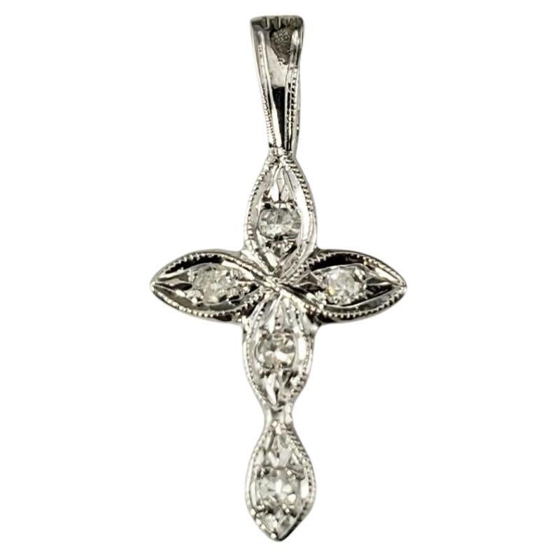 10 Karat White Gold and Diamond Cross Pendant #17204 For Sale