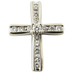 10 Karat White Gold and Diamond Cross Pendant