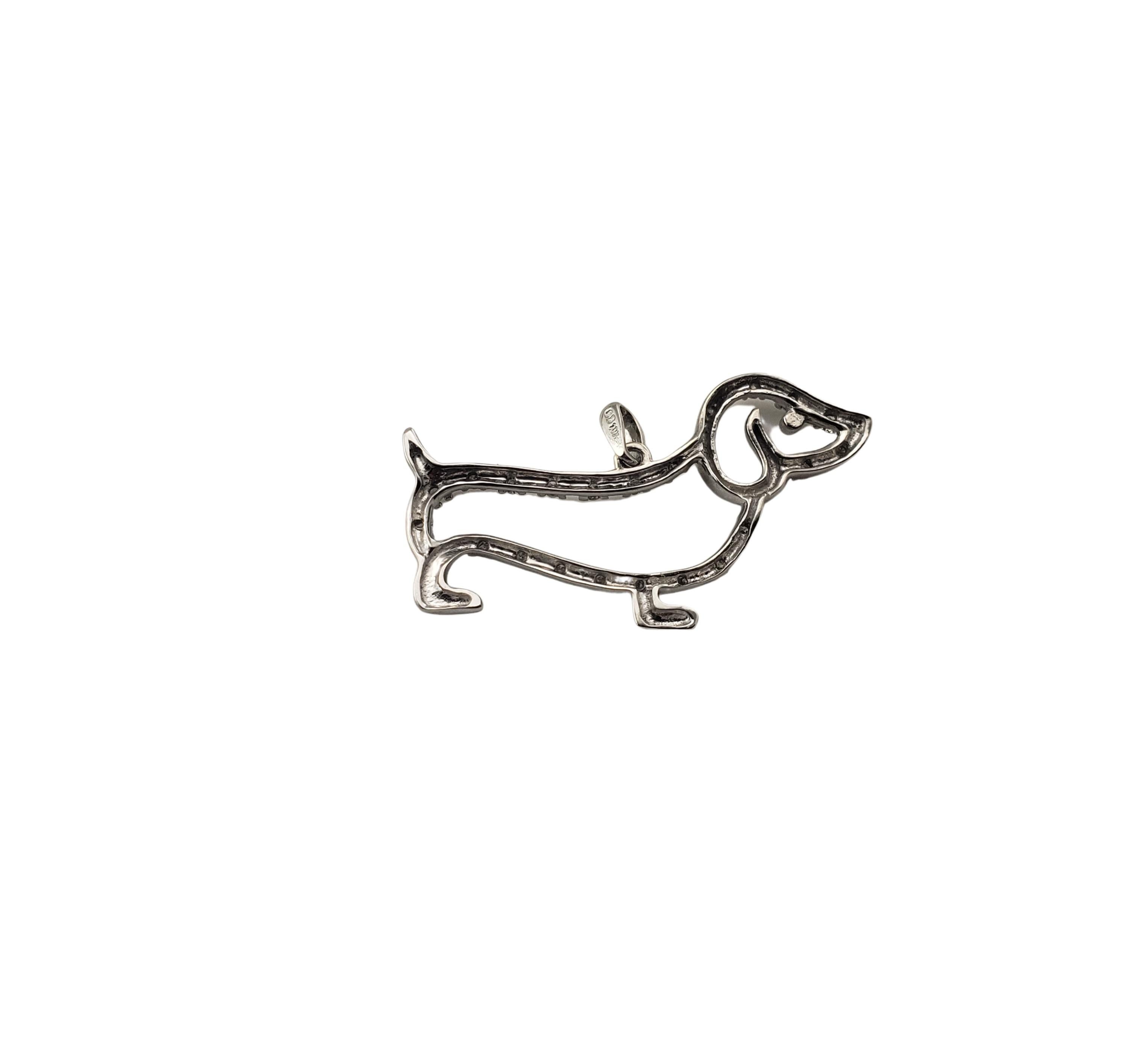10 Karat White Gold and Diamond Dachshund Charm #12404 In Good Condition For Sale In Washington Depot, CT